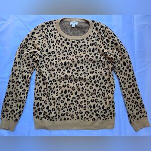 J. Crew Leopard Print Sweater - Tan and Black Sz S